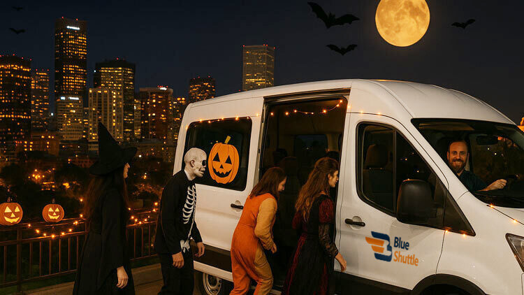 Denver Halloween events 2025 with Blue Shuttle van rides for family-friendly and spooky celebrations