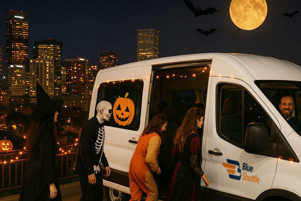Denver Halloween events 2025 with Blue Shuttle van rides for family-friendly and spooky celebrations
